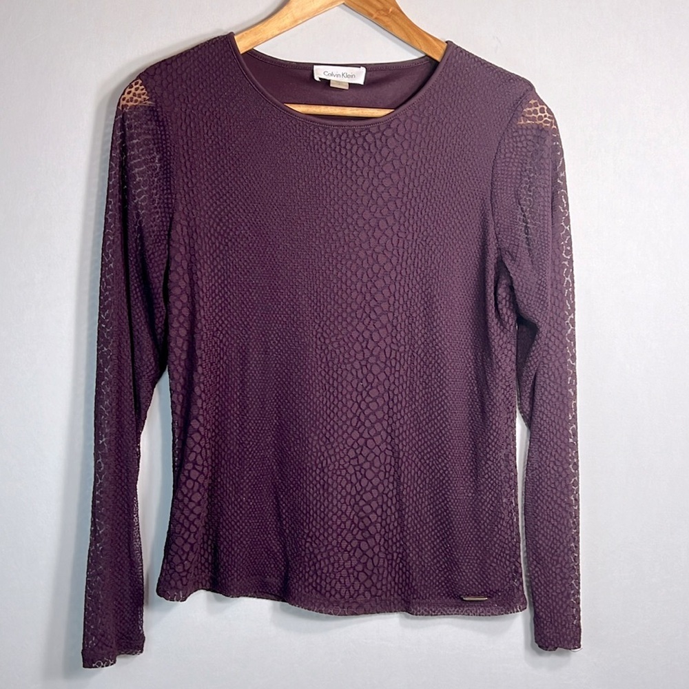 Calvin Klein Animal Print Long Sleeve Blouse size S